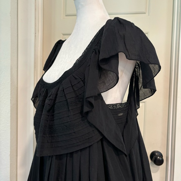 Free People Black Mini Ruffle Dress Size S - Picture 2 of 9